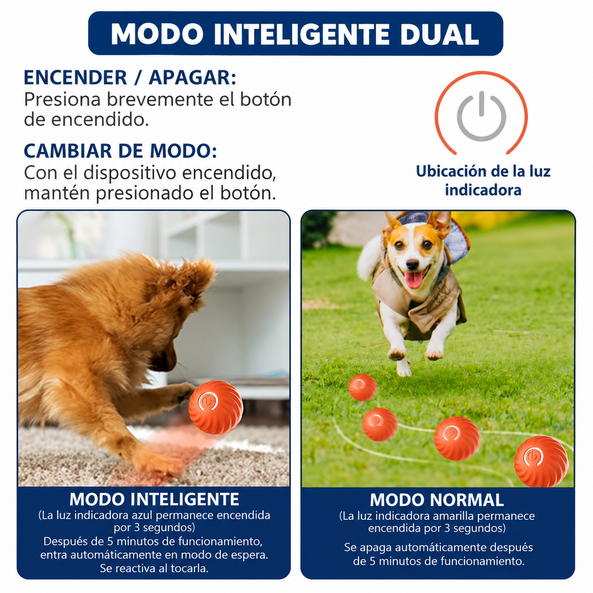 Pelota Interactiva Inteligente para Perros y Gatos