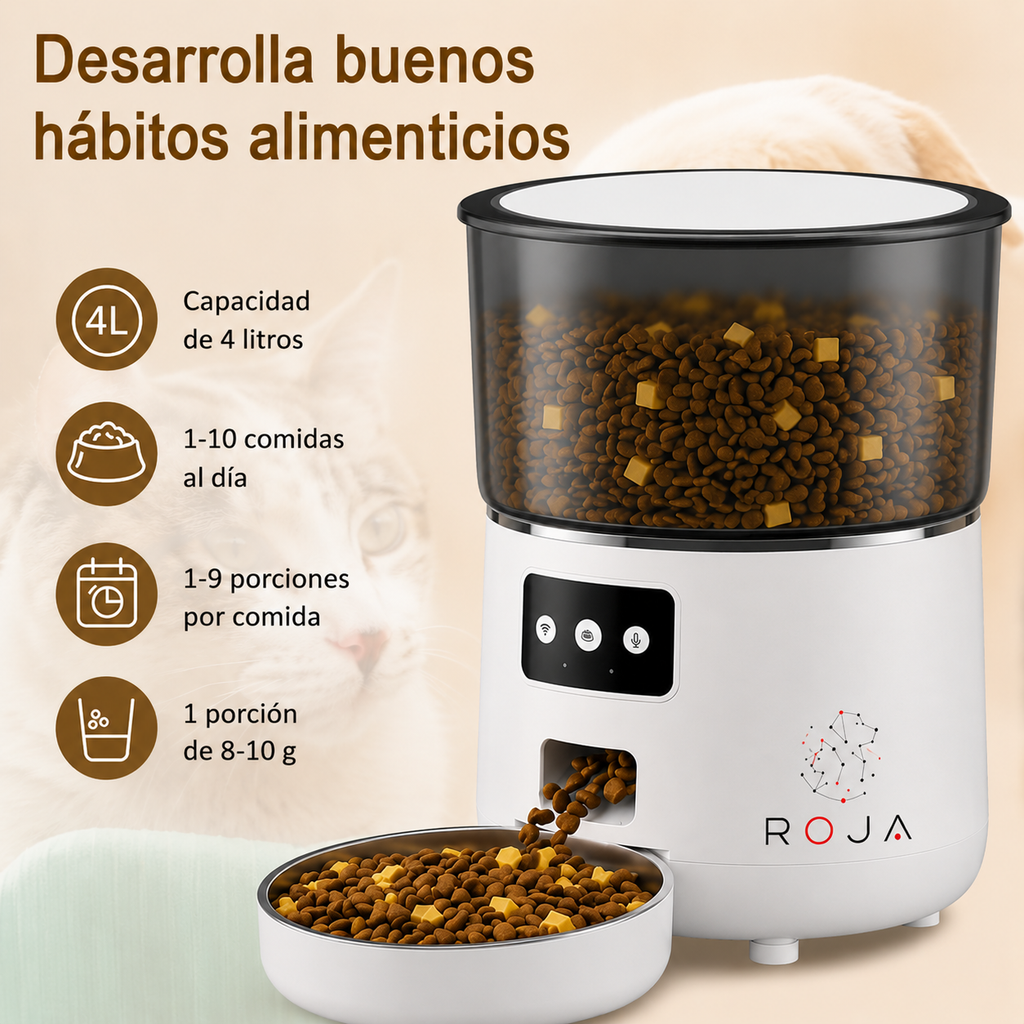 Dispensador Automático de Alimento WIFI  Smart Pet Roja