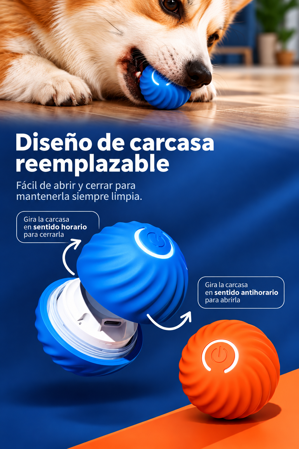 Pelota Interactiva Inteligente para Perros y Gatos